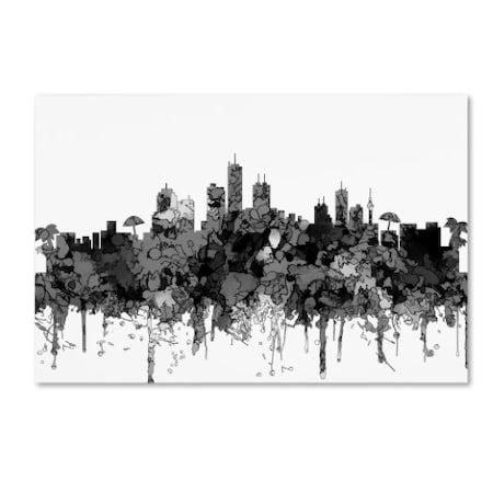 Marlene Watson 'Honolulu Hawaii Skyline BW' Canvas Art,30x47